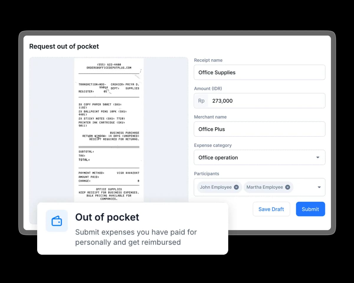 Out of pocket request