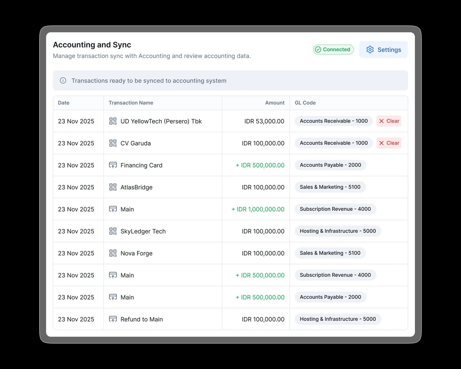 Accounting Integration